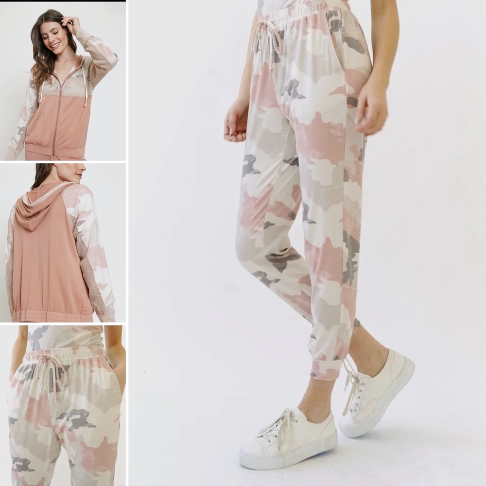 23. Mystree Camouflage Jacket & Jogger Set Rose Coral NWT - Picture 2 of 13